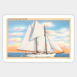 Speeding along under full sail, postcard Sticker